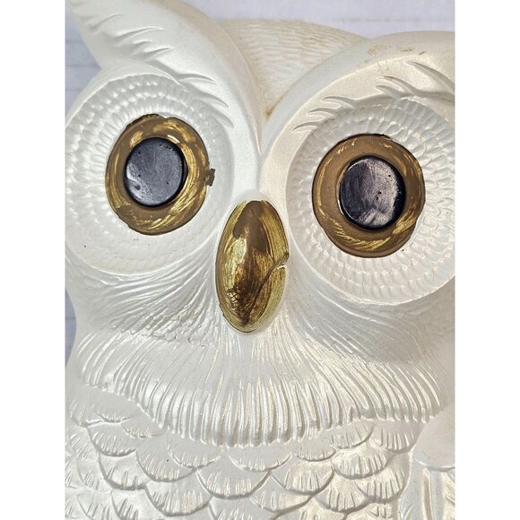 Vintage Chalkware White Owl Wall Plaques Hand-Painted Retro Mid Century Decor - Picture 9 of 12